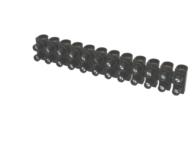 Barrette de connexion "domino" 12 entrées 16mm² noire 10
