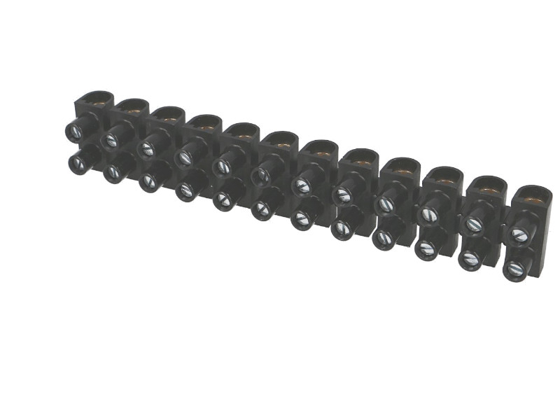 Barrette de connexion "domino" 12 entrées 25mm² noire