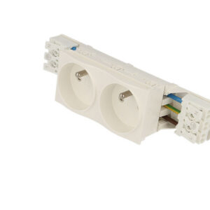 Bloc de prise double blanche enclipsable