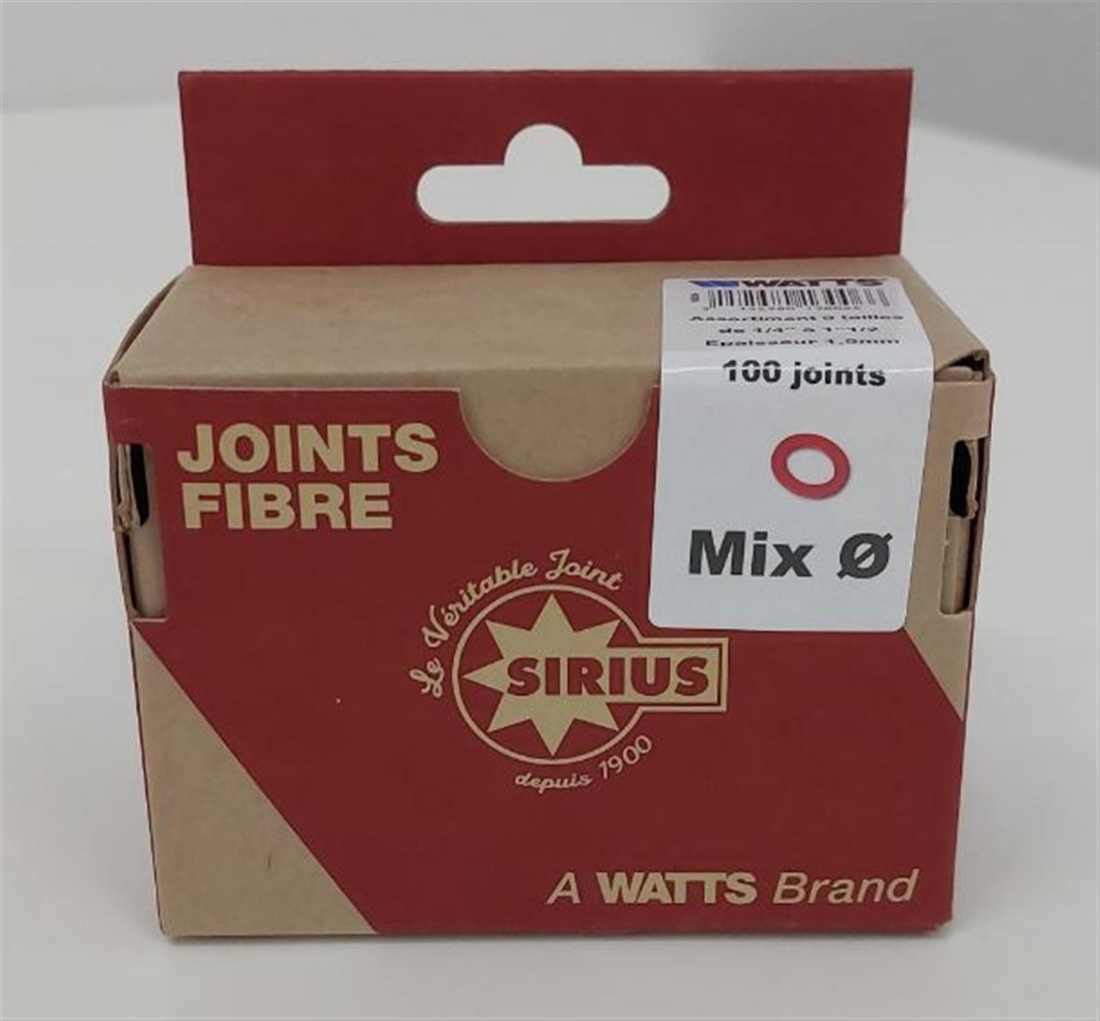 Boite assortiment 100 joints fibre SIRIUS - 5x1/4" + 20x3/8" + 40x1/2" + 5x5/8" + 10x3/4" + 5x7/8" + 5x1" + 5x1"1/4 + 5x1"1/2