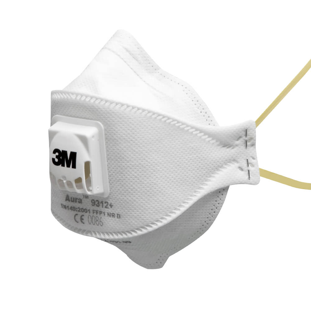 Boîte de 10 masques pliables jetables série Aura™ 9312+ FFP1 avec soupape 3M 7000088724