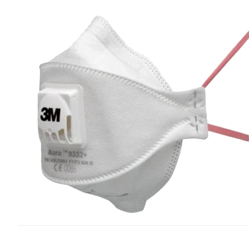 Boîte de 10 masques pliables jetables série Aura™ 9332+ FFP3 NR D avec soupape 3M 7100101249