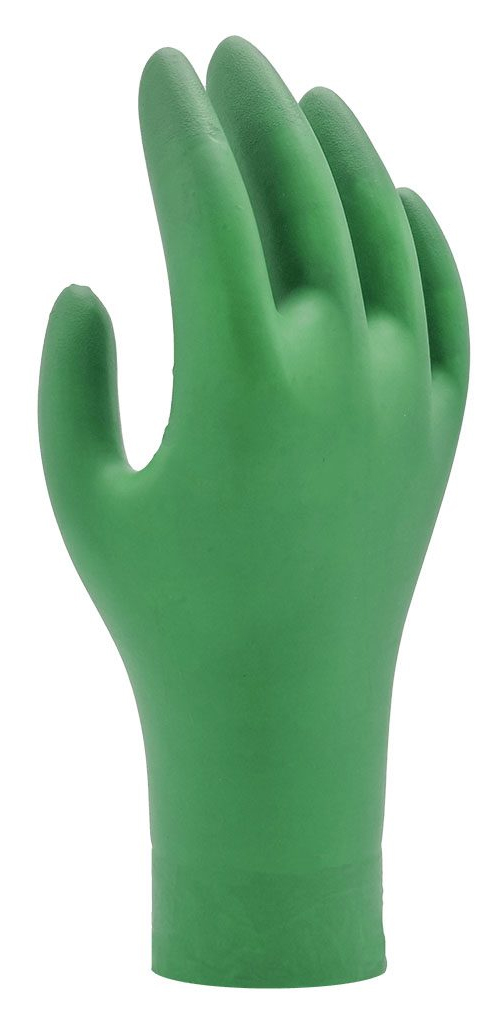 Boite de 100 gants de protection chimique jetables en nitrile vert TM SHOWA 6110PF-T.M
