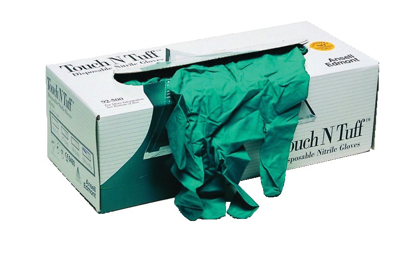 Boîte de 100 gants jetables nitriles jetables Touch N TUFF vert TM/8 ANSELL 92500T8