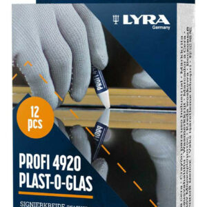 Boîte de 12 craies de marquage Profi 4920 Plast-o-glas 9,5 mm blanc LYRA L4920001
