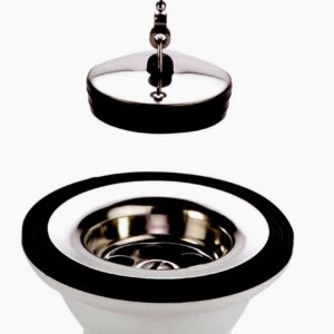 Bonde à bouchon sans trop plein pour évier inox - Pour perçage diamètre 50 mm