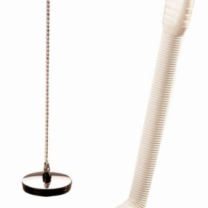 Bonde et vidage plastique pour évier grès et synthèse - Diamètre extérieur 84 mm - Diamètre sortie: 1"1/2 - Diamètre perçage cuve: 60 mm - BLANC