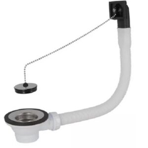 Bonde et vidage plastique pour éviers inox - Diamètre extérieur: 70 mm - Sortie: 1"1/2 - Perçage cuve: 50 mm - BLANC