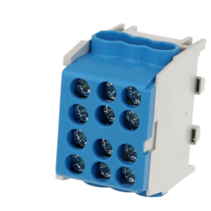 Bornier bleu enclipsable sur rail DIN pour câble Neutre