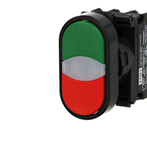 Bouton poussoir lumineux vert et rouge IMO Ø22mm, 1NO+1NC, LED 230V