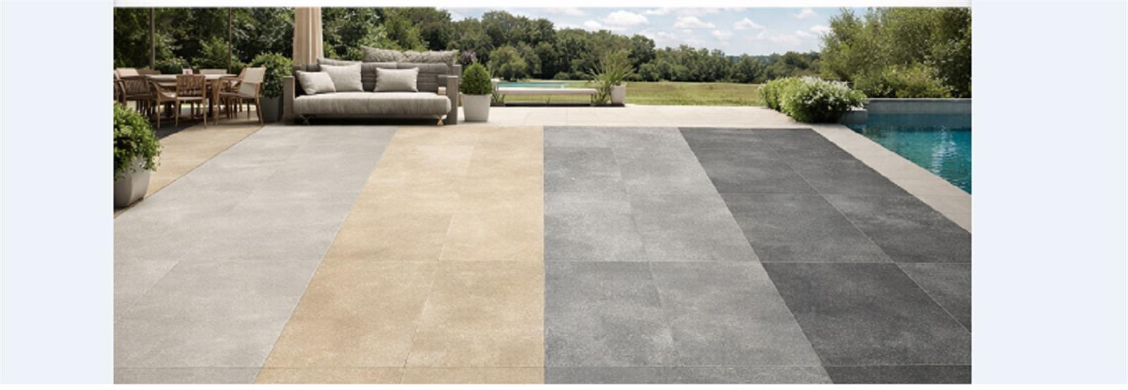 Carreaux de terrasse effet ciment - Série CEMEN (45x45 cm) - Dimensions: 45x45 cm - Coloris: Taupe