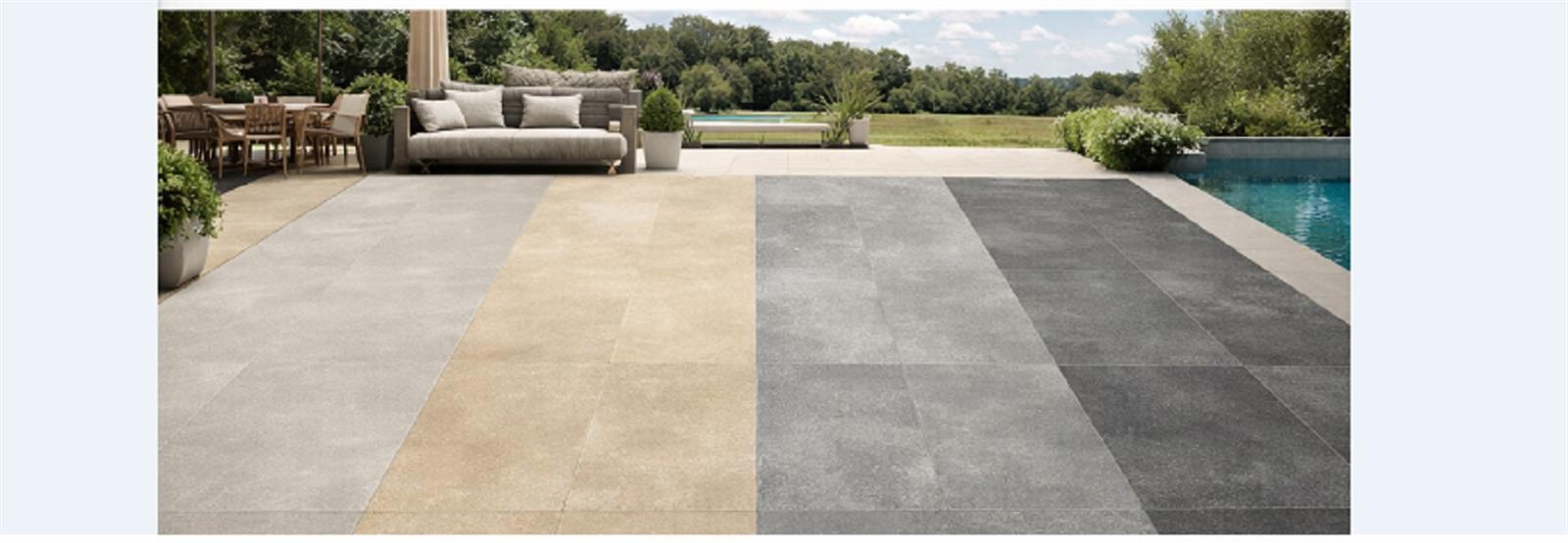 Carreaux de terrasse effet ciment - Série CEMEN (59.5x59.5 cm) - Dimensions: 59.5x59.5 cm- Coloris: Silver