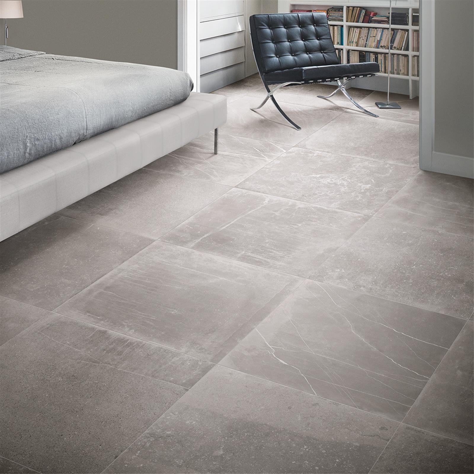 Carrelage de sol effet pierre série UNIQUESTONE (60X60 cm) - Coloris: titatium naturel/rectifié