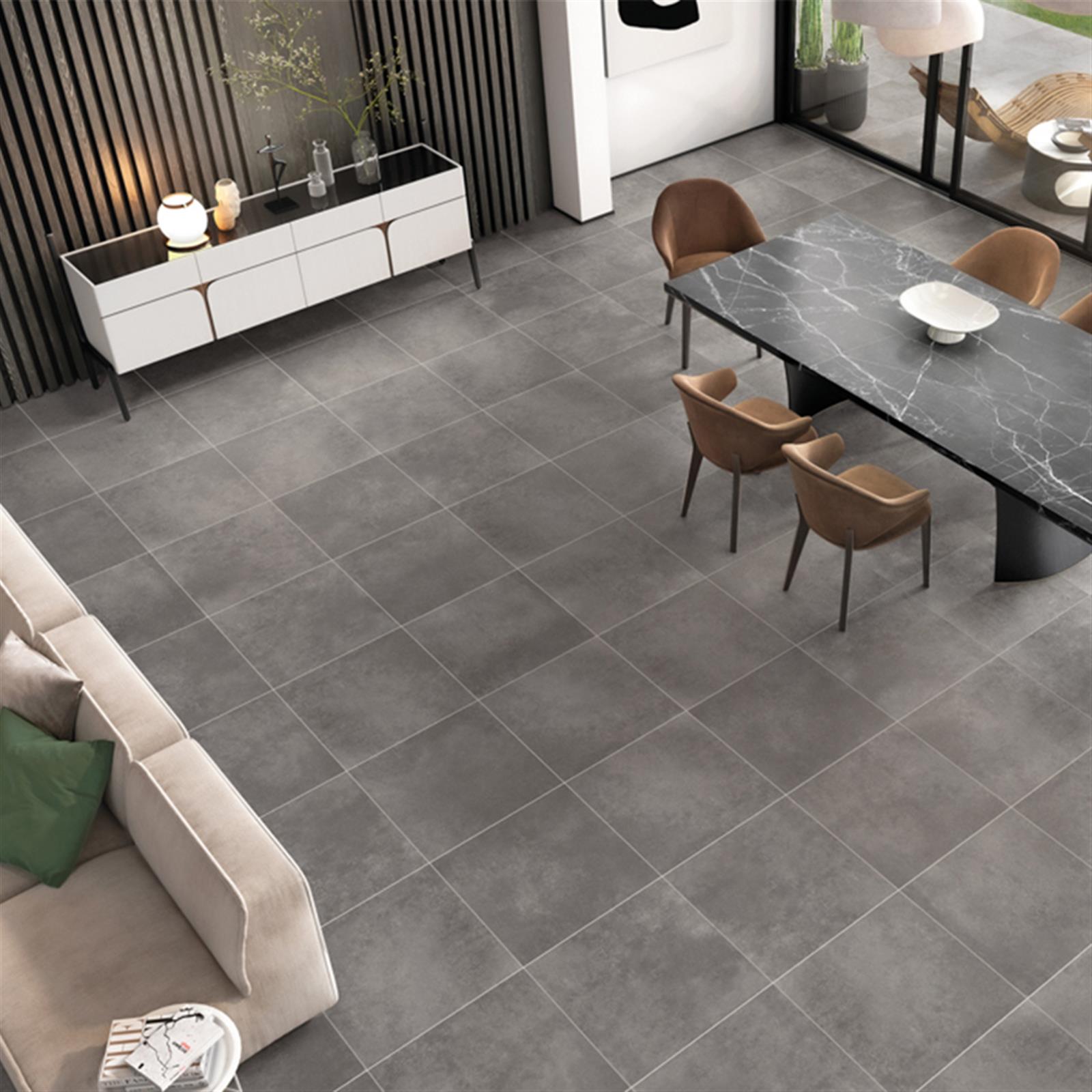 Carrelage d'intérieur effet béton - Série CLOUD (44.77x44.77cm) - Dimensions: 44,7 x 44,7 cm - White Mat non rectifié