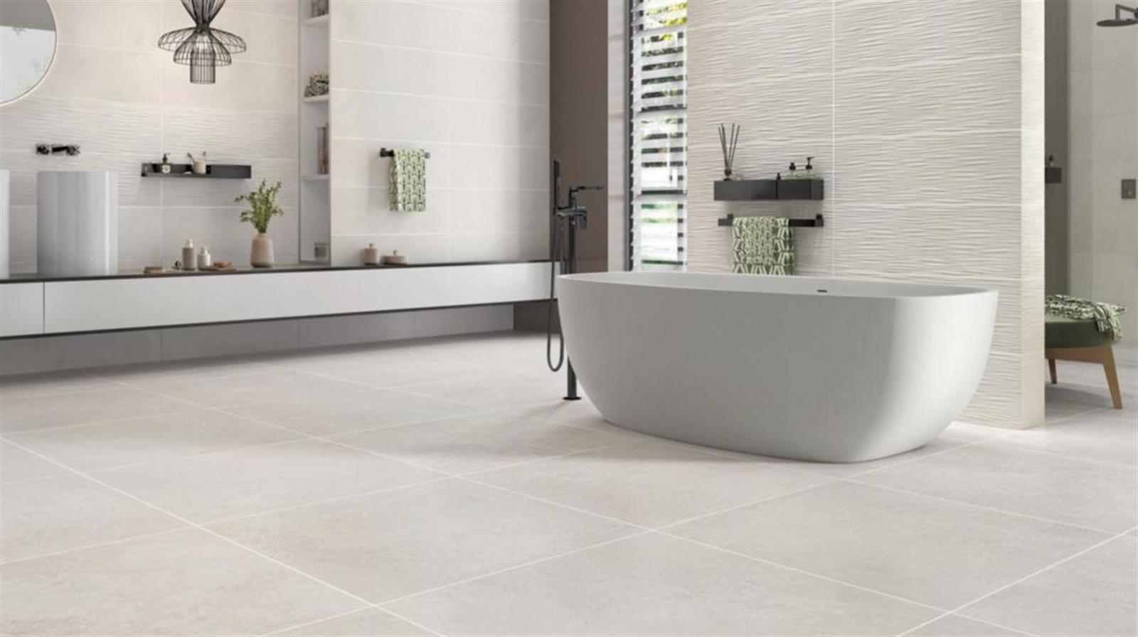 Carrelage d'intérieur - Faïence imitation béton- Série CLOUD (44.77 x44.77 cm) - Dimensions: 24,7 x 44,7 cm - Taupe