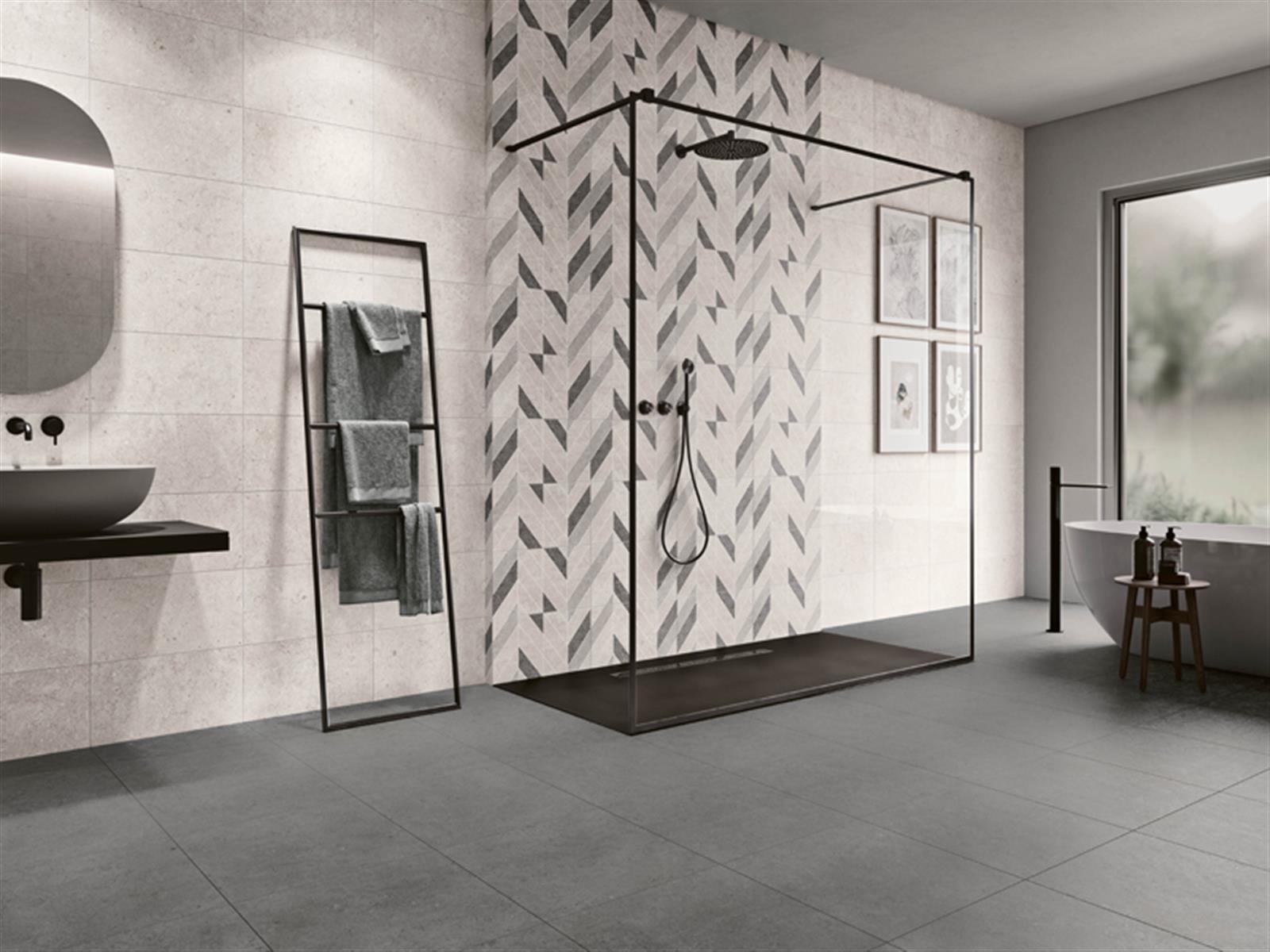 Carrelage d'intérieur - Faïence imitation pierre - Série ANTICA - Dimensions : 24,7 x 44,7 cm - Taupe