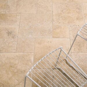 Carrelage de sol intérieur effet pierre AQUITAINE Module - Beige naturel - Module composé de 4 formats