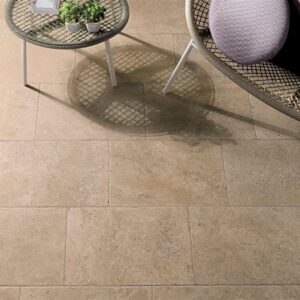 Carrelage sol extérieur effet pierre - Série AQUITAINE (40,8 x 61,4 cm) - 40,8 x 61,4 cm - Beige Esterno