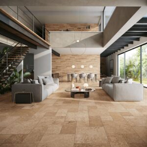 Carrelage sol/mur intérieur effet pierre TIBER 30x60 cm - Natural rectifié- V4: variation forte de nuances