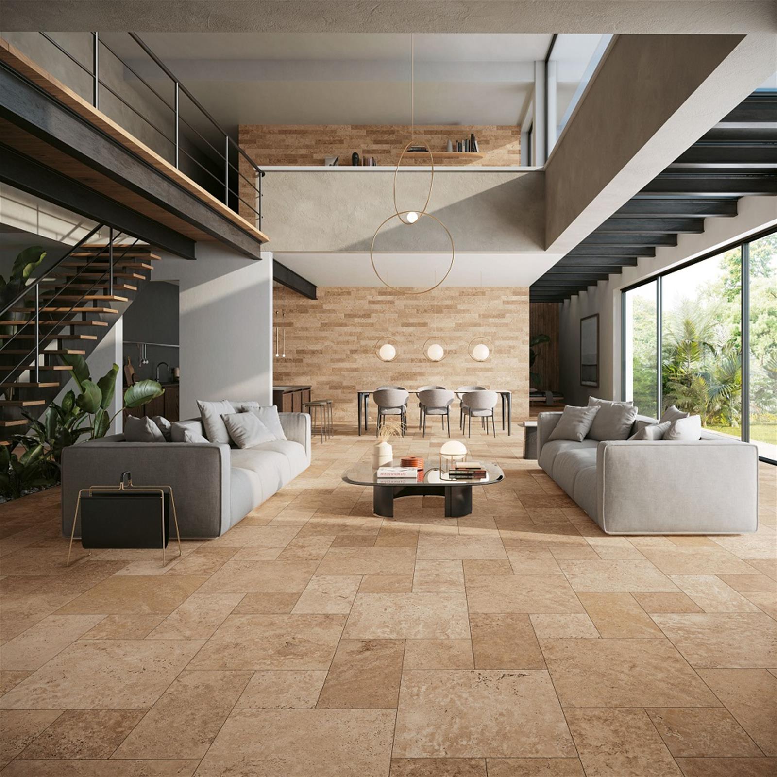 Carrelage sol/mur intérieur effet pierre TIBER 30x60 cm - Natural rectifié- V4: variation forte de nuances