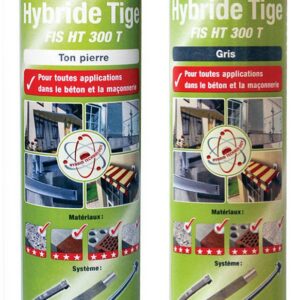 Cartouche de résine polyester - FIS HT 300 T - la cartouche de 300 ml + 2 embouts mélangeurrs - couleur : Gris