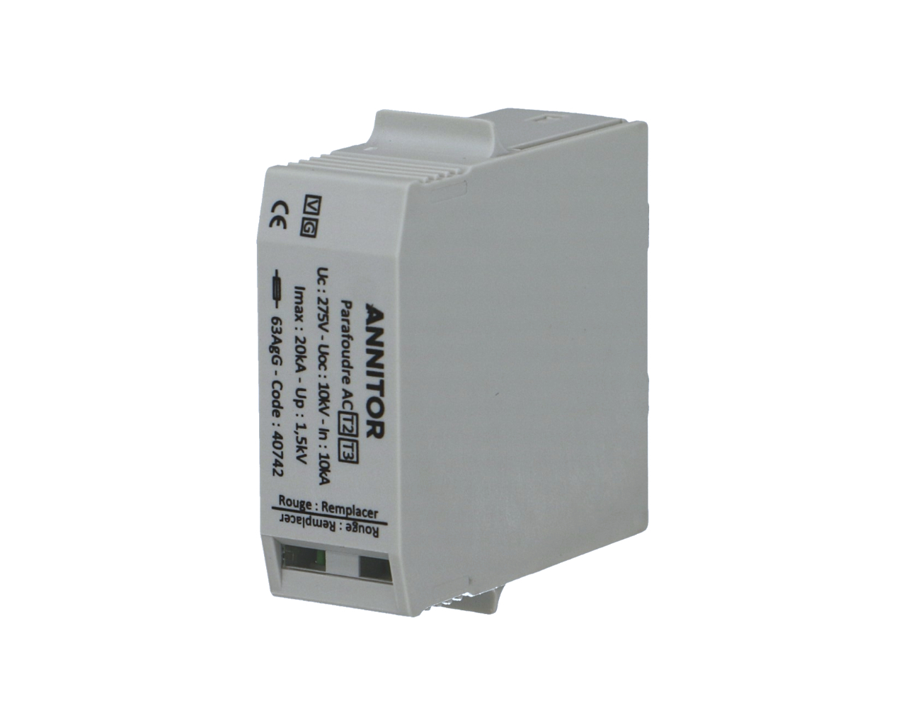 Cartouche Neutre + L1 pour parafoudre AN20T+