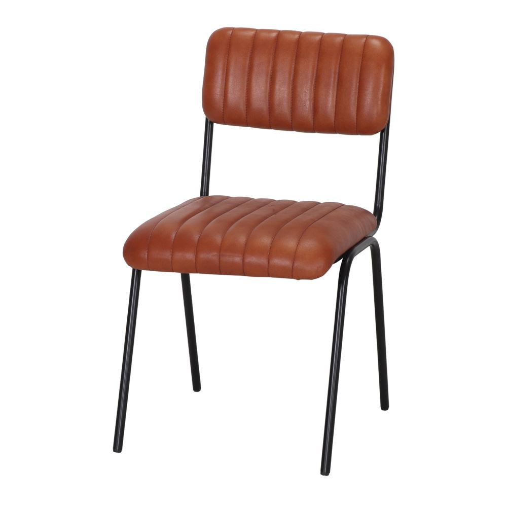 Chaise en cuir avec un style industriel Mid Century - modèle 042 - marron