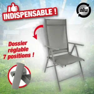 Chaise Santiago 7 positions d'assise, structure alu