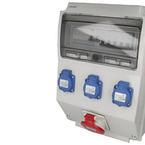 Coffret de chantier triphasé 3 prises 16A 2P+T + 1 prise 16A 3P+N+T + 1 arrêt d'urgence