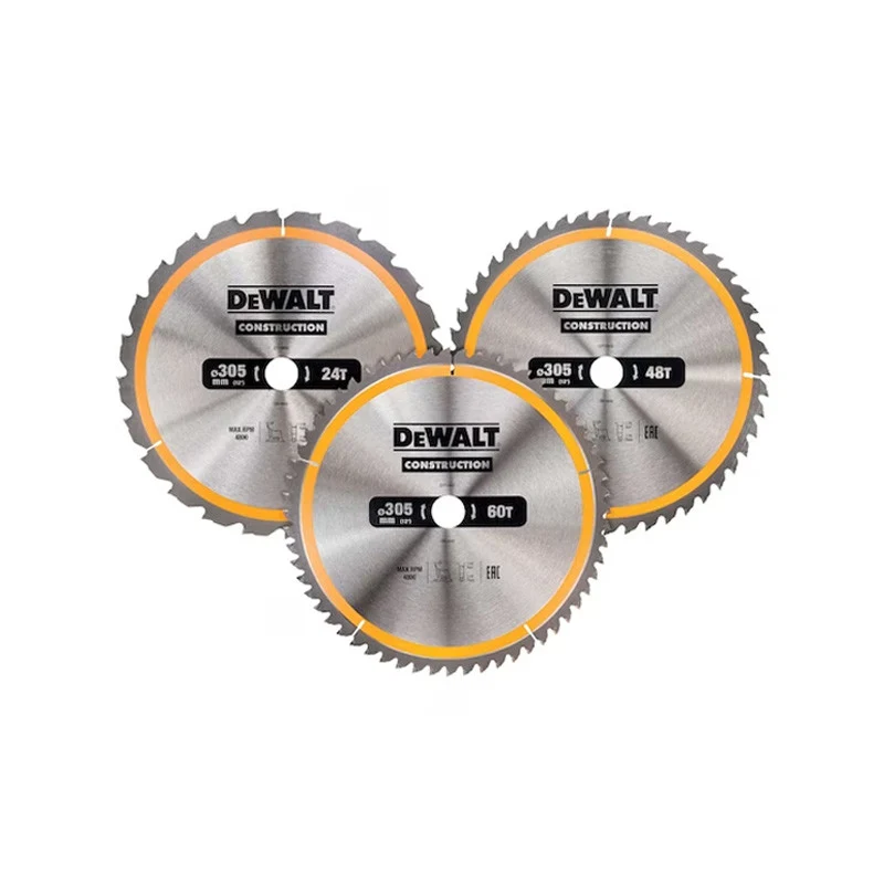 Coffret plastique de 3 lames pour scie circulaire et stationnaire Ø 305mm DEWALT DT1964-QZ Carbure Construction : DT1958, DT1959, DT1960