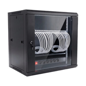 Coffret serveur 19" 12U prêt à l'emploi, 24 ports RJ45 cat6A avec bloc d'alimentation