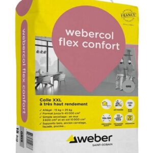Colle à carrelage WEBERCOL FLEX CONFORT - sac 15 kg - gris