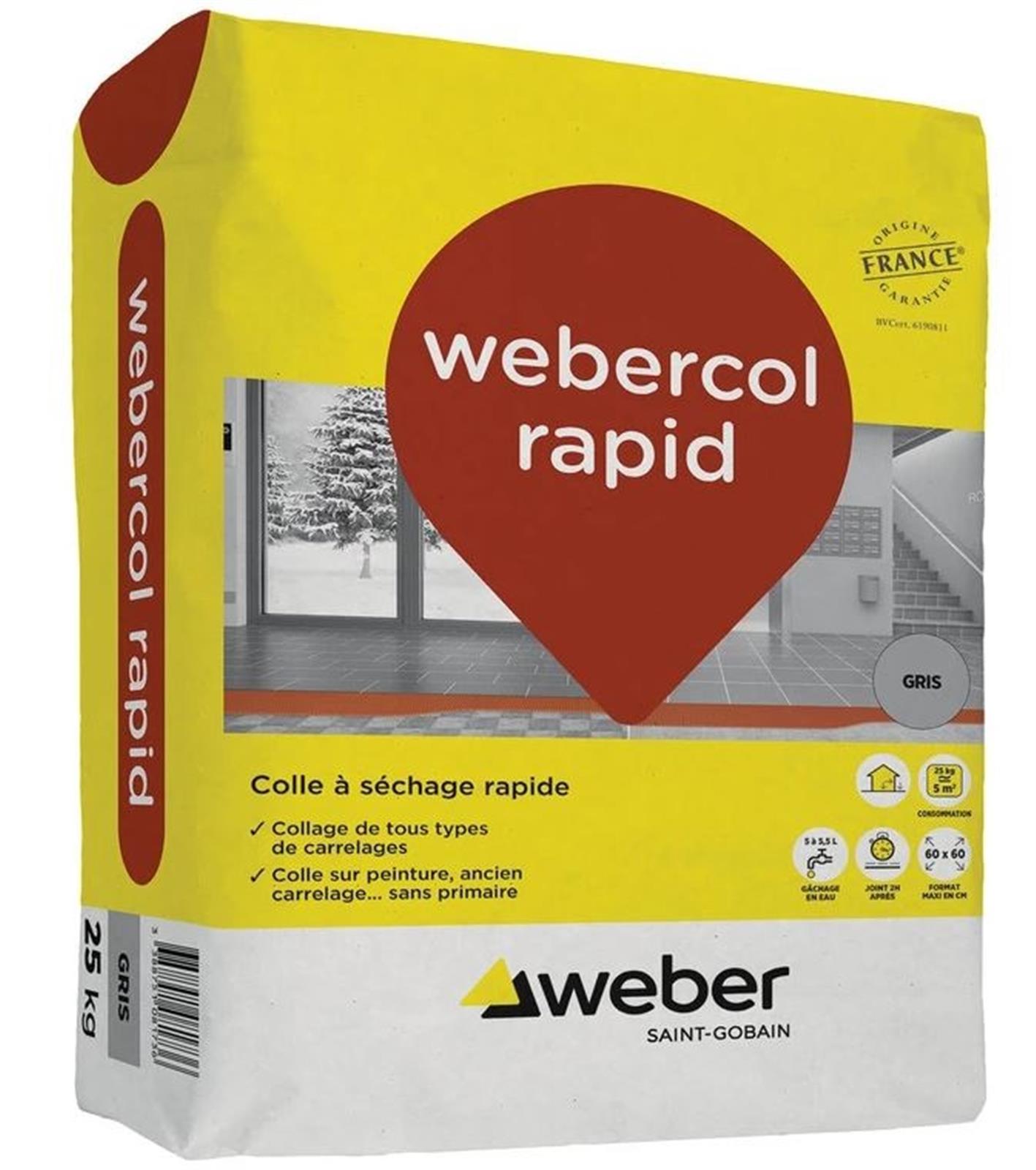 Colle carrelage séchage rapide WEBERCOL RAPID - Sac 25kg