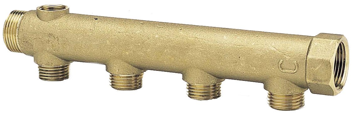Collecteur composable MF 1'' portée plate avec prise de purge - 5 départs 1/2