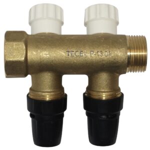Collecteur TECElogo laiton avec vanne - Col. MF 3/4" avec vanne - Diamètre 16 - 3 sorties