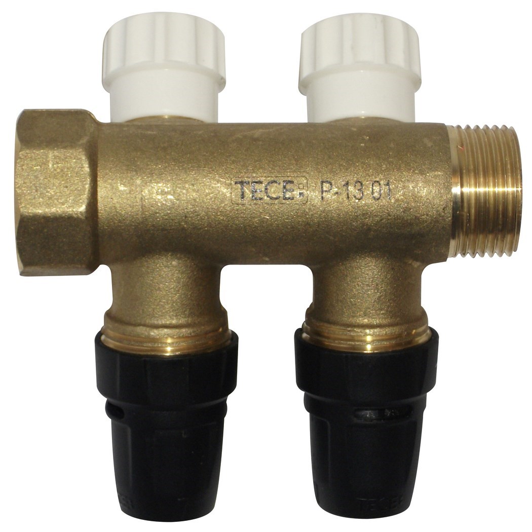 Collecteur TECElogo laiton avec vanne - Col. MF 3/4" avec vanne - Diamètre 16 - 3 sorties