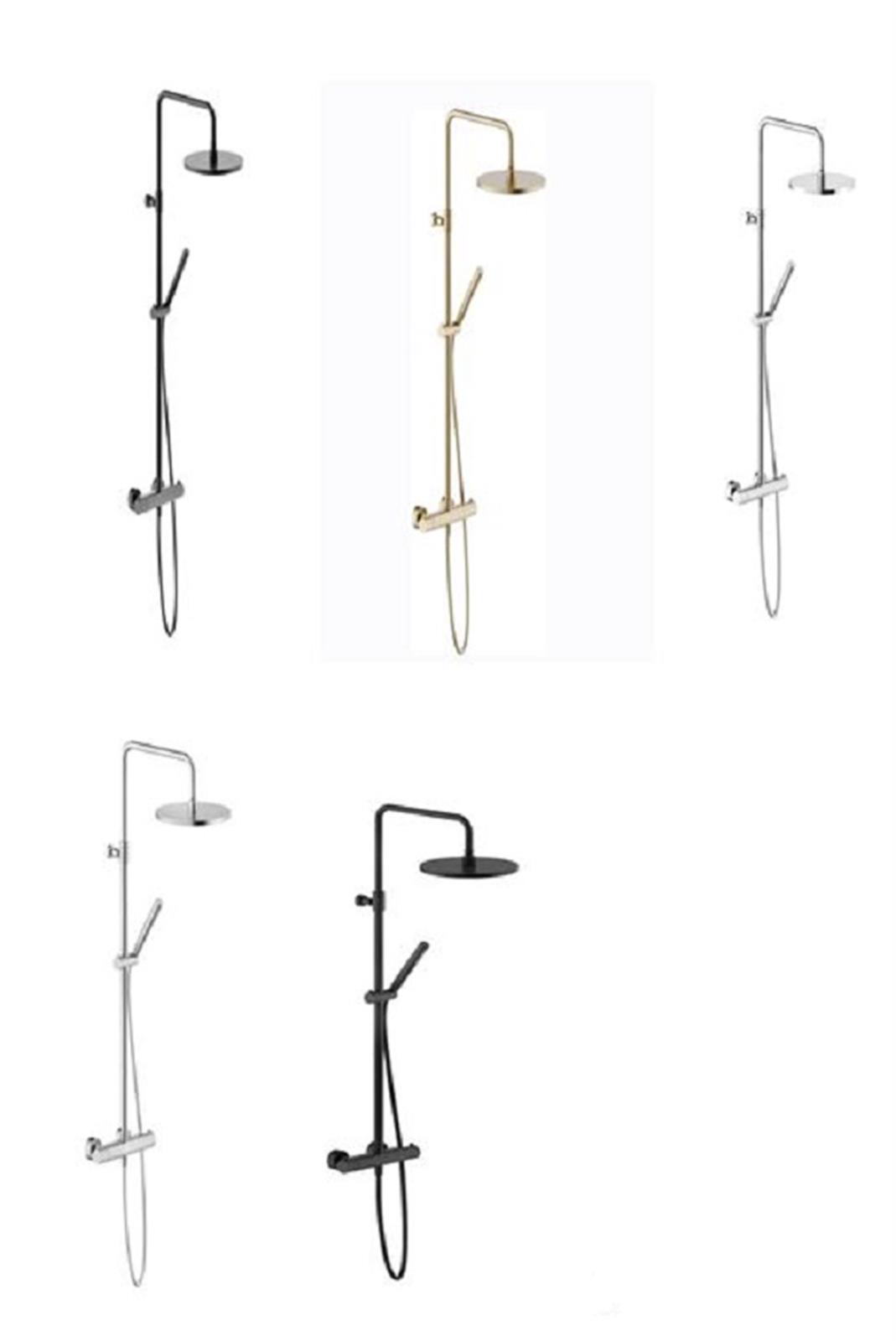 Colonne de douche thermostatique TONDA avec douchette stylo - Coloris: PVD Miele brossé