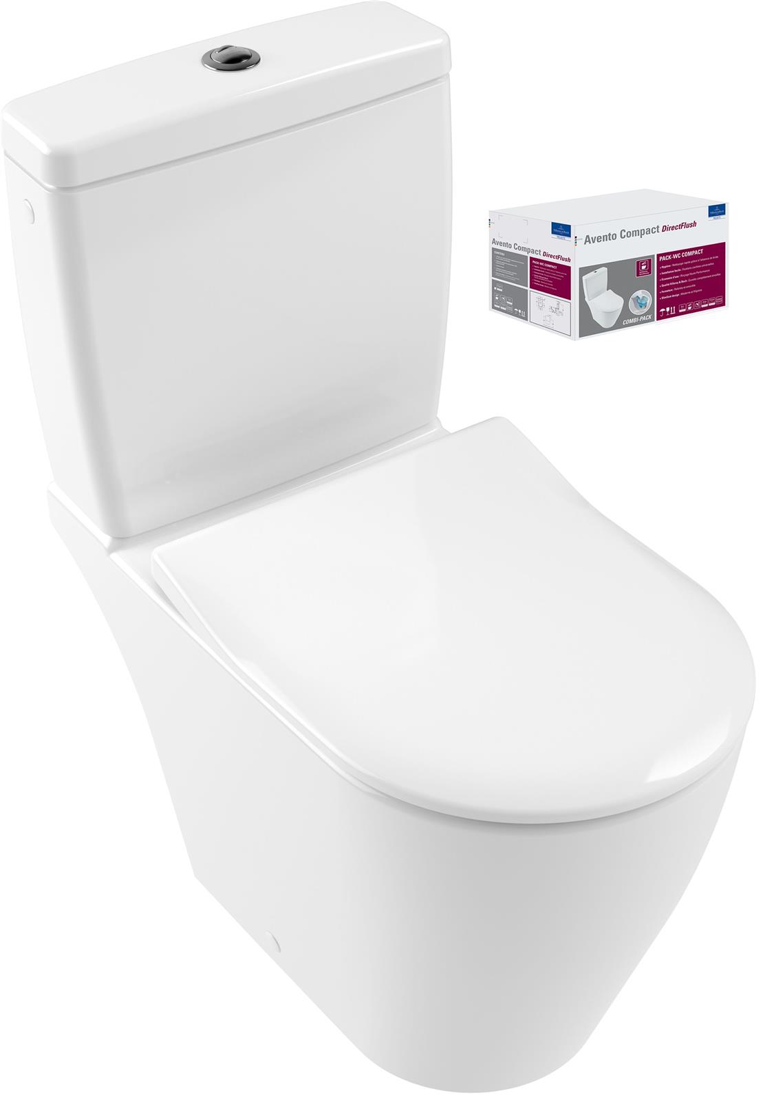Combi Pack AVENTO Direct Flush en céramique - Sortie horizontale - Couleur : BLANC