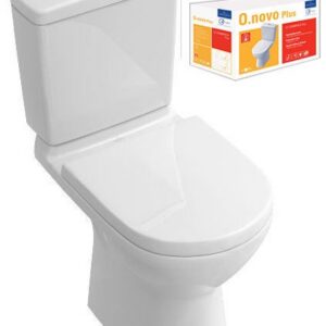 Combi Pack O.NOVO PLUS en céramique - Sortie Verticale - Blanc - Avec abattant Soft Close blanc