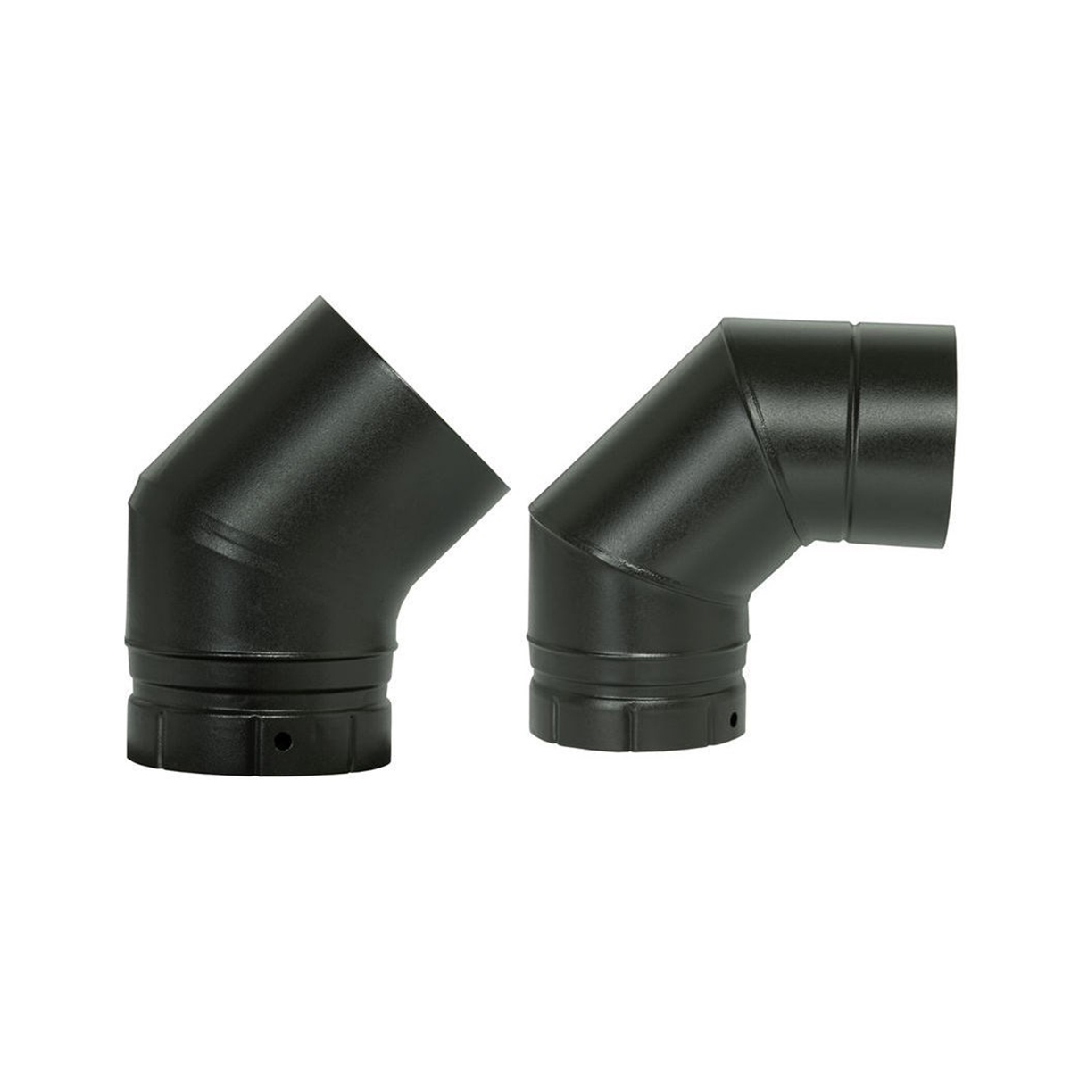 Coude à segments émaillé pour poêle à bois - Coude à 45° - diamètre 150 - Couleur : Noir Mat