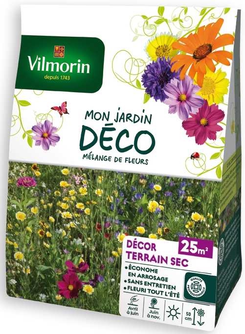 Décor Terrain Sec - 25 m² - Mélange de fleurs