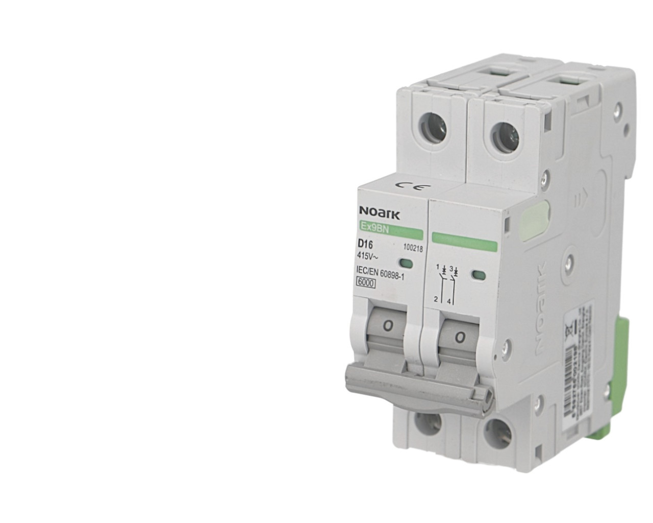 Disjoncteur bipolaire modulaire 63A courbe D Noark Ex9BN