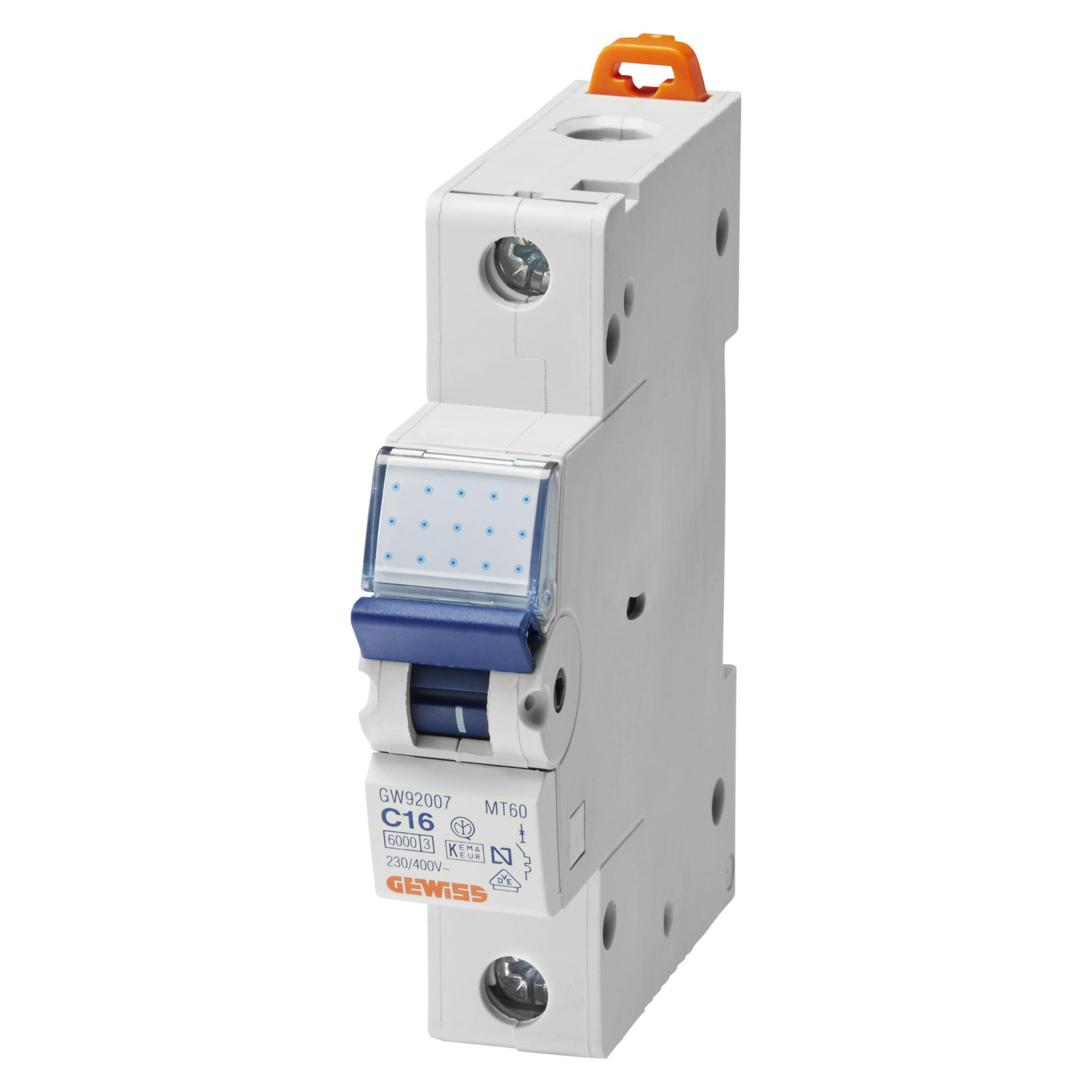 Disjoncteur magnétothermique 90 MCB MT 60 1P courbe C 2 A 6000 A - 10 kA / 230 V 1 module GEWISS GW92002