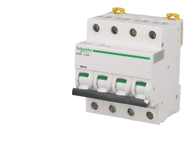 Disjoncteur modulaire tétrapolaire Schneider Acti9 iC60N 63A courbe C