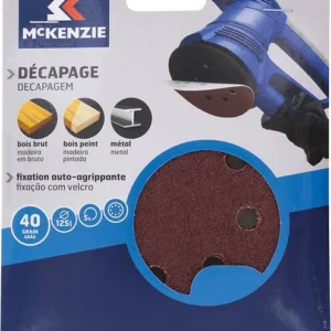 Disque perforé agrippant - 8 trous - lot de 5 - D125mm