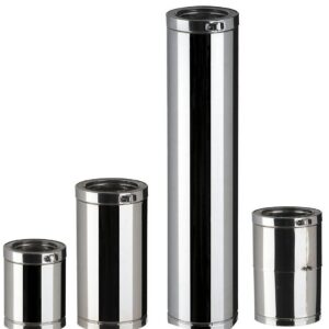 Elément droit Therminox TI pour l'intérieur et l'extérieur des bâtiments - Elément droit réglable - diamètre 130 - Lg 35 à 45 cm