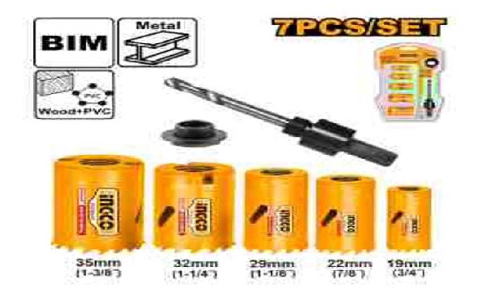 Ensemble de 5 scies cloches bi-métalliques - Ø 19 mm, 22 mm, 29 mm, 32 mm et 35 mm