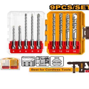 Ensemble de 9 forets pour marteau perforateur SDS Plus - Ø: 6x110mm + 8x110mm + 6x160mm + 6x160mm + 8x160mm + 10x160mm + 12x160mm + 14x160mm + 16x160mm