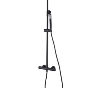 Ensemble de douche thermostatique extensible MONZA - Hauteur: de 88 à 124 cm - Noir mat
