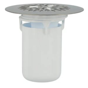 Ensemble siphon à grille pour vidage de receveur de douche - Grille siphon ( grille inox + panier plastique)